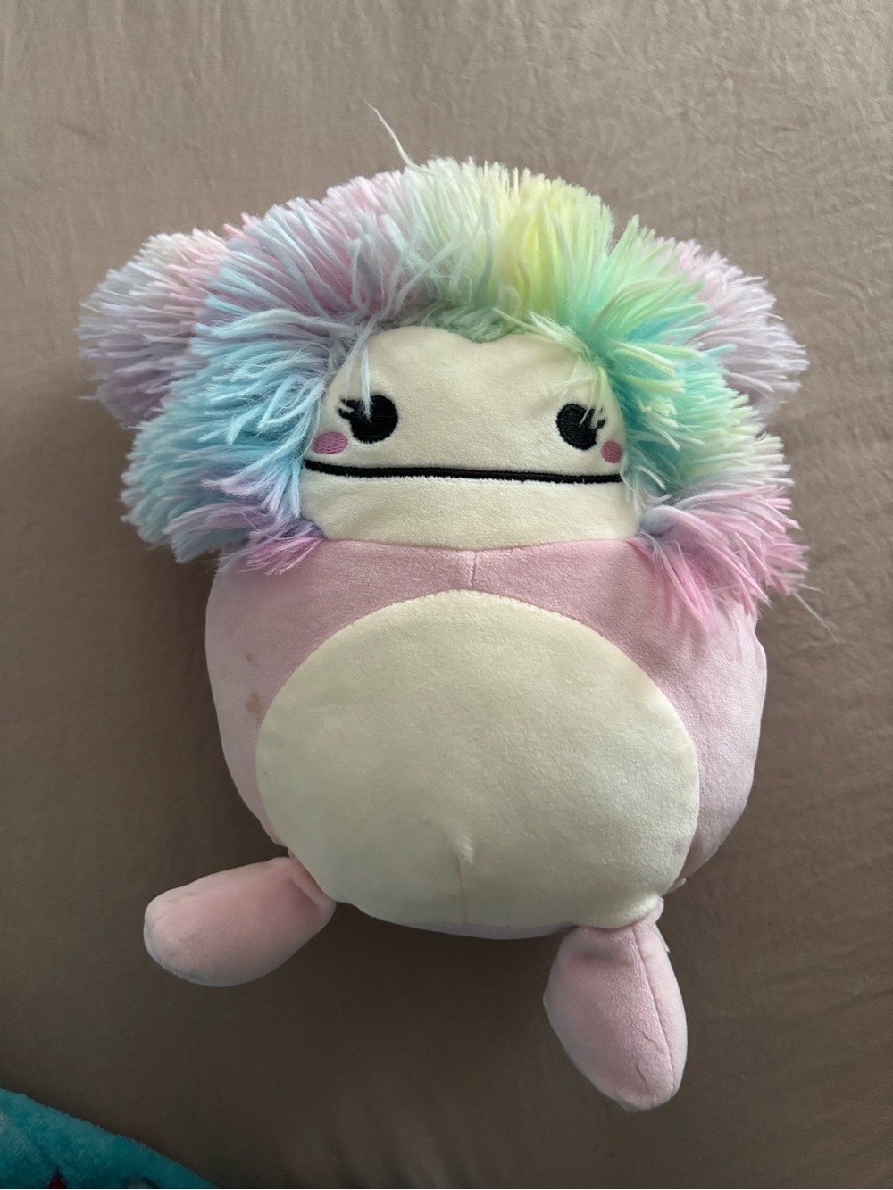 Squishmallows Pastel Rainbow Hair Pink Cream Plush